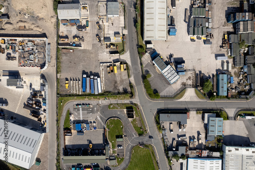 aerial view of a large industrial estate in Manchester, UK Recycling Plant.