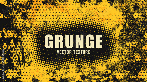 Yellow and black grunge background. Vector texture