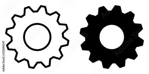 ofvs58 OutlineFilledVectorSign ofvs - gear vector icon . isolated transparent . gear wheel sign . black outline and filled version . AI 10 / EPS 10 . g11367
