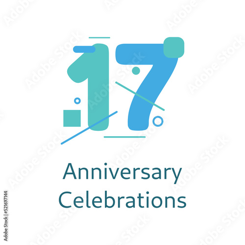 17th years anniversary celebrations logo design template. Sweet seventeen logo