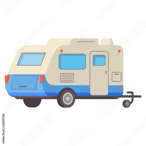 Camping design. RV trailer icon. Vintage travel.Road trip.Isolated on white background.Vector flat illustration.
