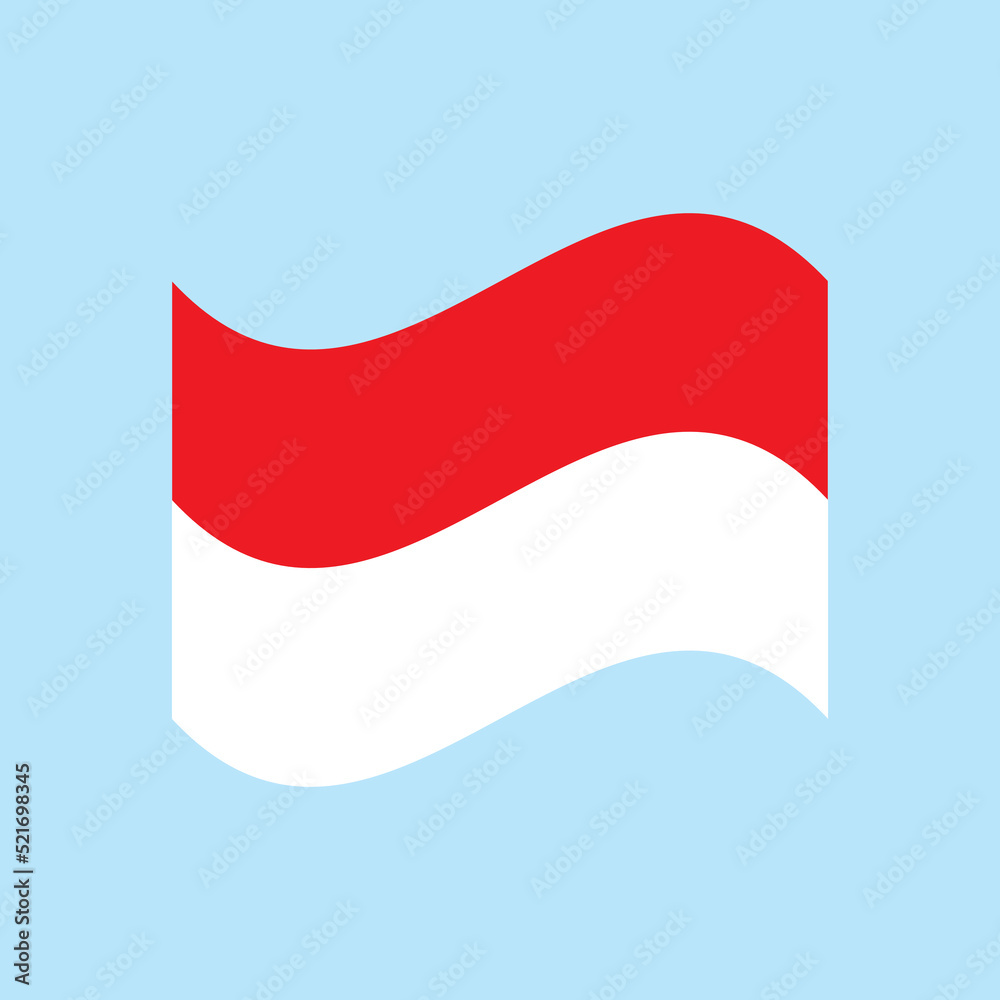 Naklejka premium Vector red color Flat design, Illustration of flag for banner. 17th August Indonesia Independence Day concept