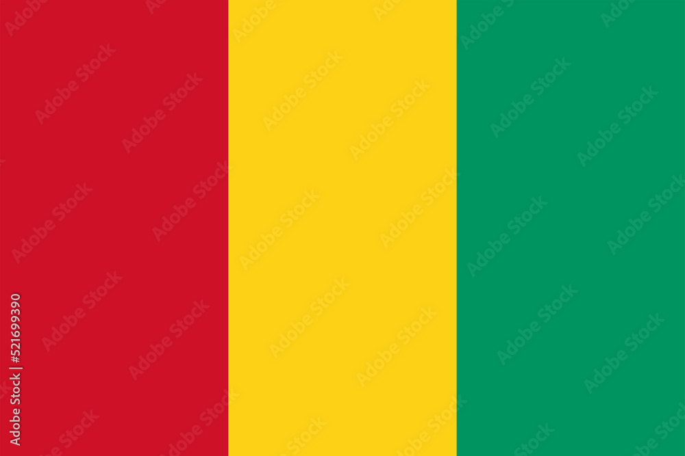 Flag of Guinea. Guinean flag, vertical tricolor: red, yellow, green. Symbol of the Republic of Guinea.