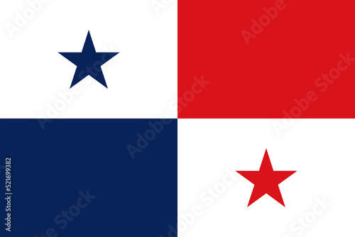 Flag of Panama. Panamanian red and blue flag with stars. State symbol of the Republic of Panama.