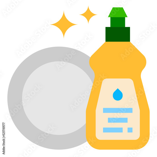 Dish soap cleaning - flat icon