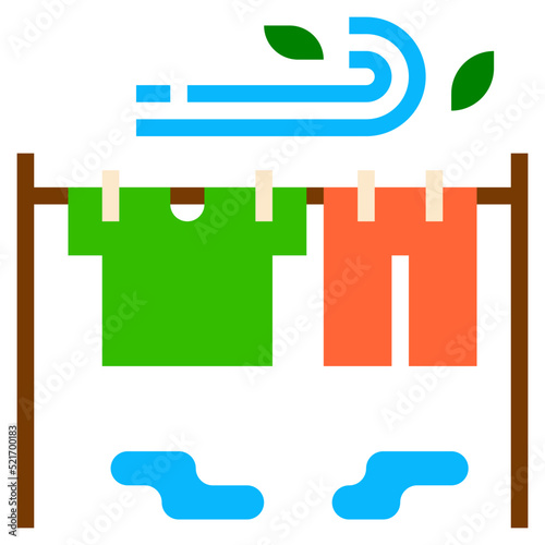Drying clothes hanging - flat icon
