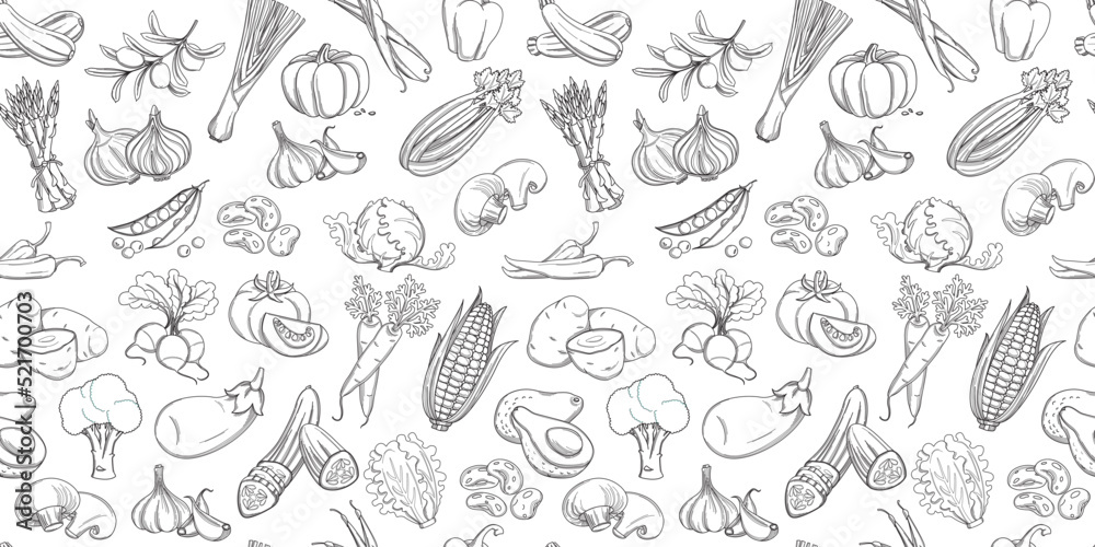 Seamless background pattern of organic farm fresh fruits and vegetables Seamless background pattern of organic farm fresh fruits and vegetables