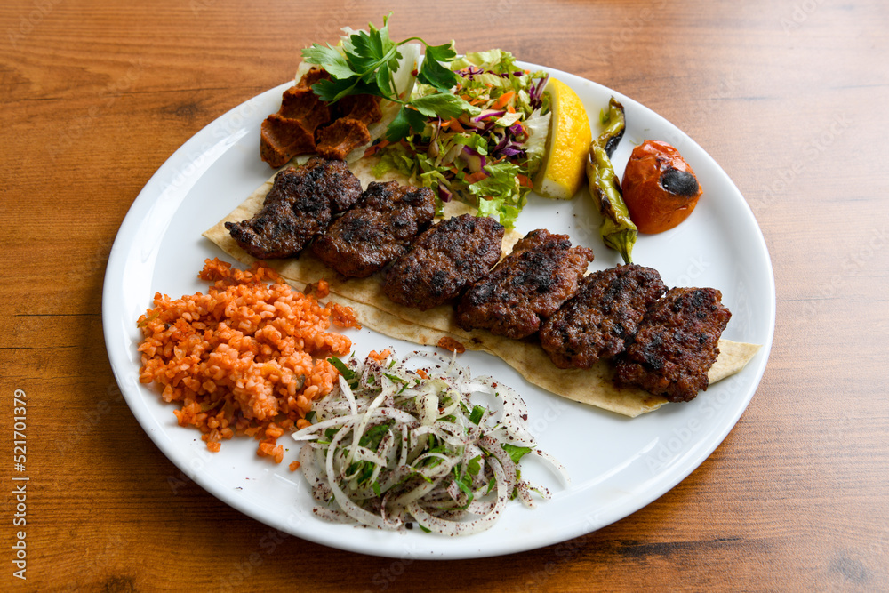 Meatball between bread (Turkish name : ekmek arasi kofte ) Izgara kofte. Manisa, Akcaabat, Akhisar  kofte