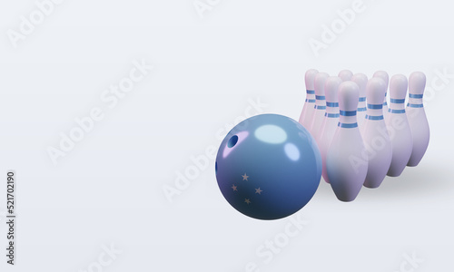 3d bowling day Micronesia flag rendering right view