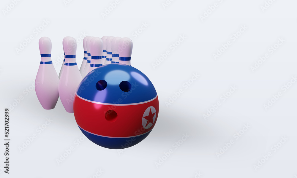 3d bowling day North Korea flag rendering left view 3d bowling day North Korea flag rendering left view