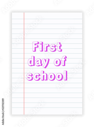 Back to school realistic paper. Poster with text. Learning concept. Vector illustration concept