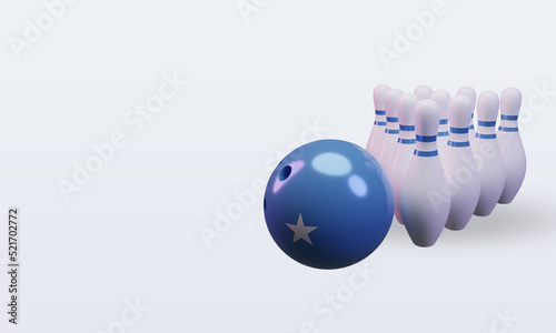 3d bowling day Somalia flag rendering right view