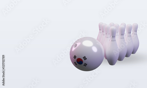 3d bowling day South Korea flag rendering right view
