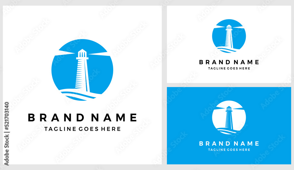 Flat lighthouse logo design vector template