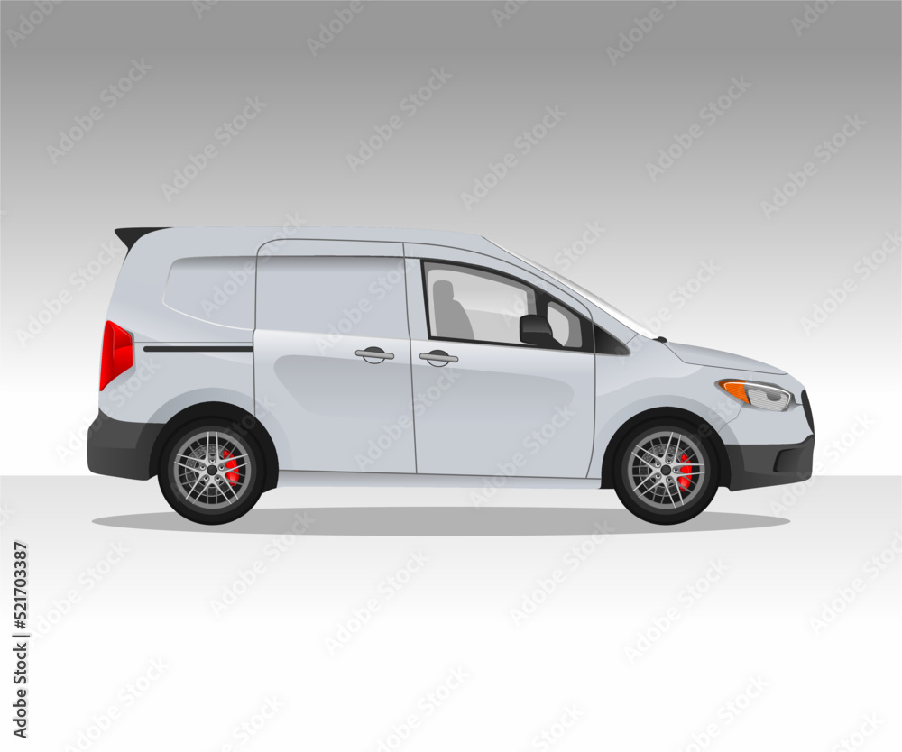 White vector delivery truck on isolated on grey background
