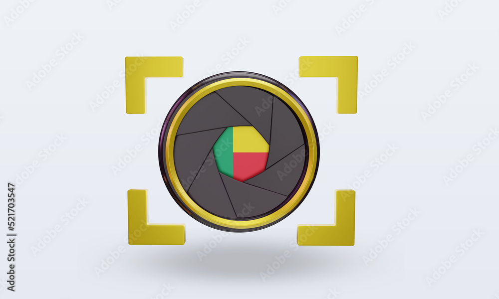 3d shutter camera Benin flag rendering front view 3d shutter camera Benin flag rendering front view