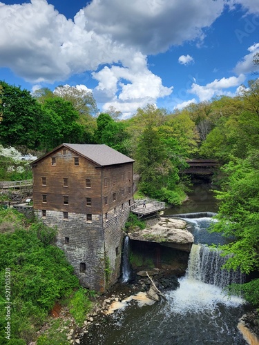 Lanterman's Mill at Mill Creek Park in Ohio with clouds photo