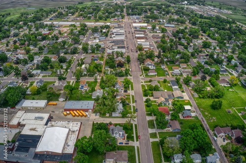 Aerial View of the Distant Sioux Falls Suburb of Lennox, South Dakota photo