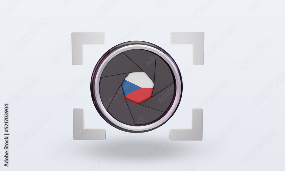 3d shutter camera Czech Republic flag rendering front view