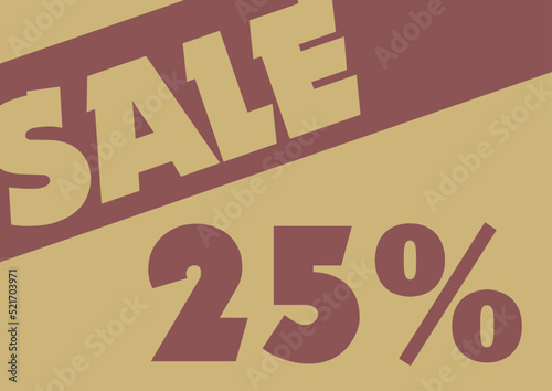 A4 sized discount sale banner for marketing and promotion. Percentage off with designed text falling out of frame sign.