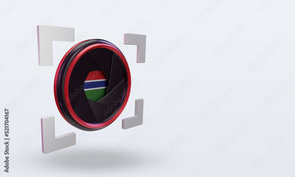 3d shutter camera Gambia flag rendering left view 3d shutter camera Gambia flag rendering left view