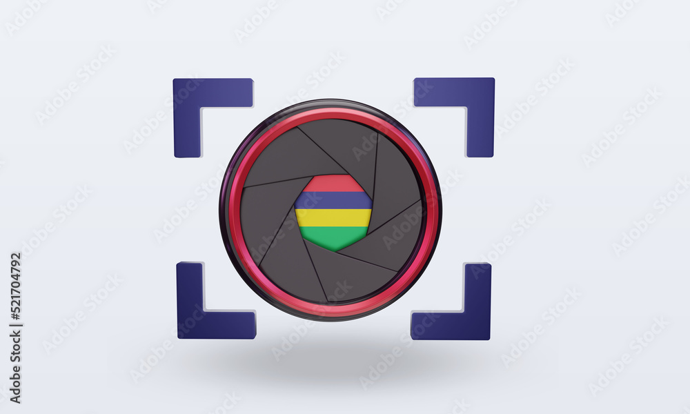 3d shutter camera Mauritius flag rendering front view 3d shutter camera Mauritius flag rendering front view
