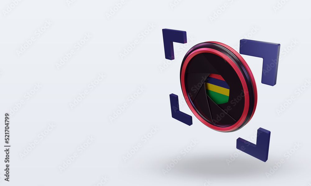 3d shutter camera Mauritius flag rendering right view 3d shutter camera Mauritius flag rendering right view
