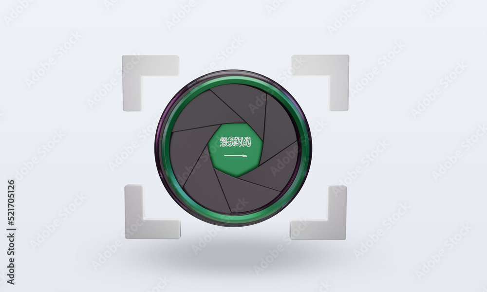 3d shutter camera Saudi Arabia flag rendering front view 3d shutter camera Saudi Arabia flag rendering front view