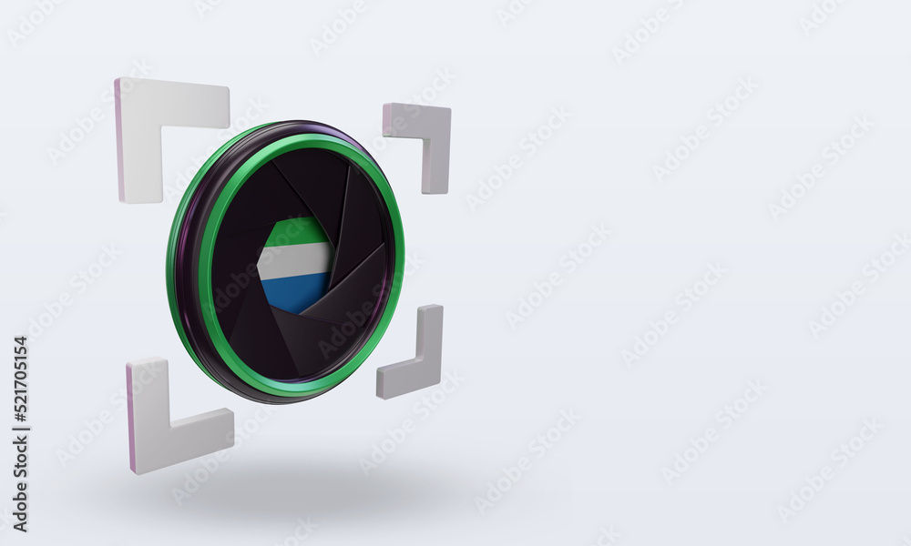 3d shutter camera Sierra Leone flag rendering left view 3d shutter camera Sierra Leone flag rendering left view