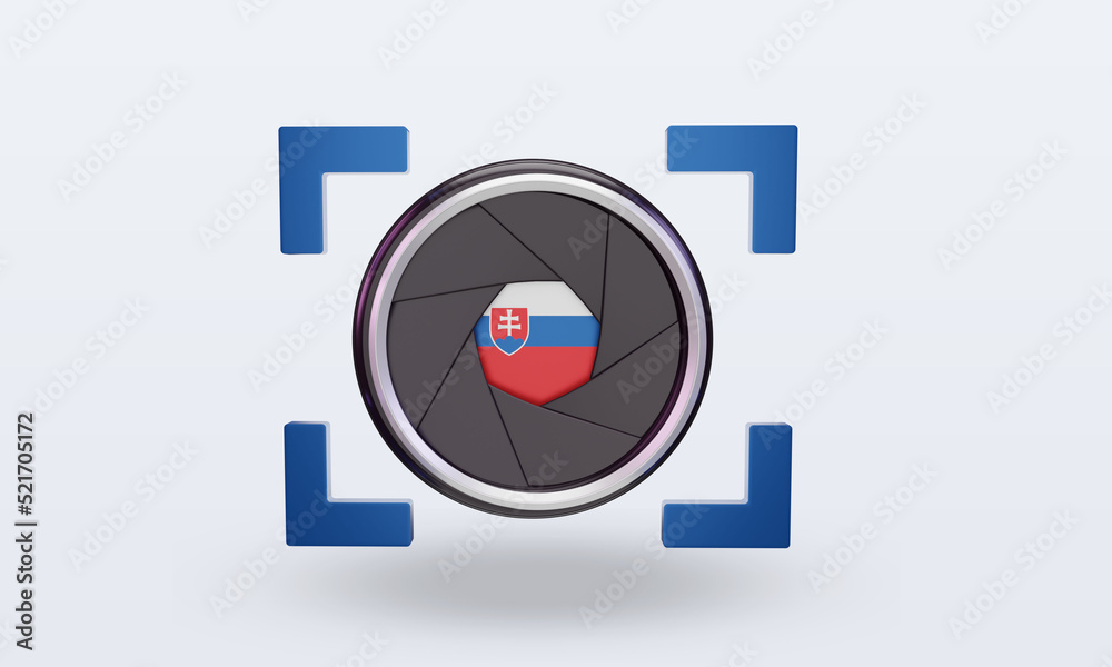 3d shutter camera Slovakia flag rendering front view 3d shutter camera Slovakia flag rendering front view