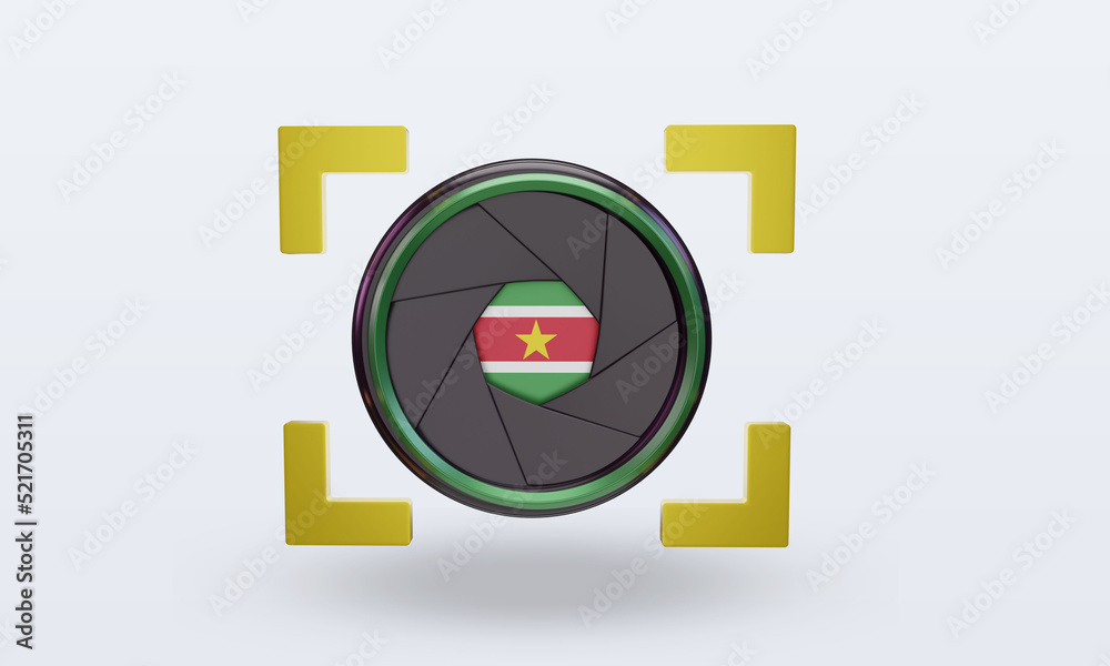 3d shutter camera Suriname flag rendering front view 3d shutter camera Suriname flag rendering front view