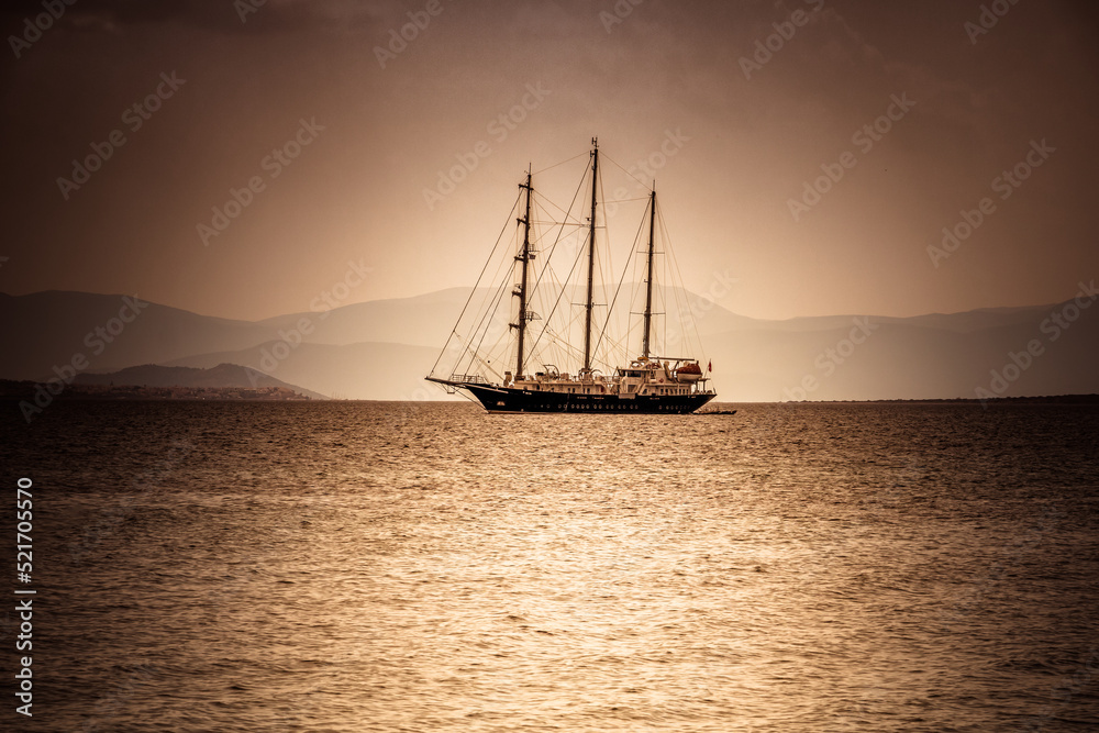 Ship sailing in the sea of Greece