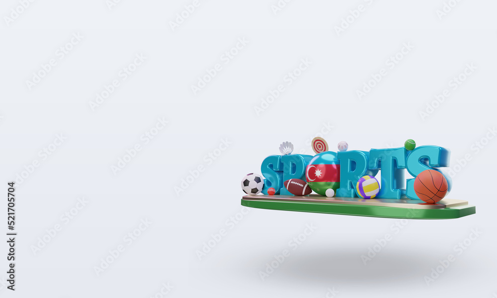 Fototapeta premium 3d sports day Azerbaijan flag rendering right view