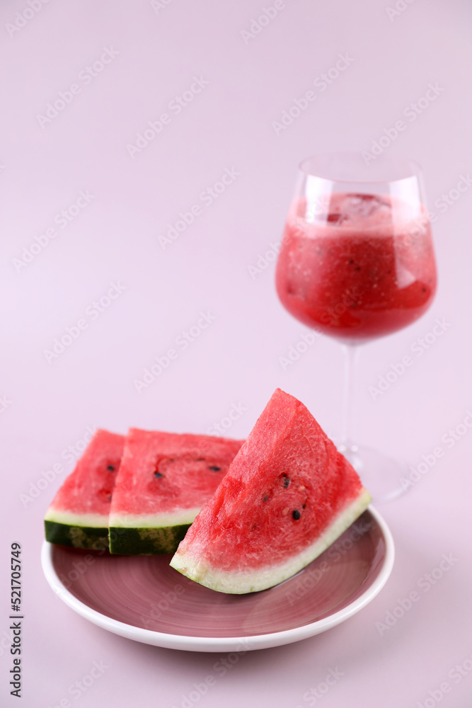 Watermelon fresh with ice in a wine glass