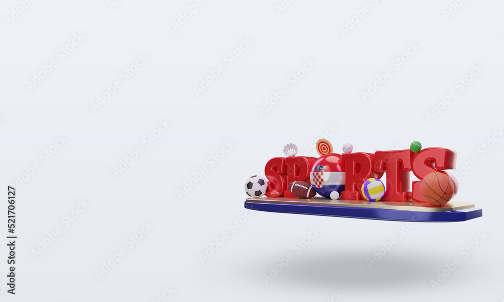 Naklejka premium 3d sports day Croatia flag rendering right view