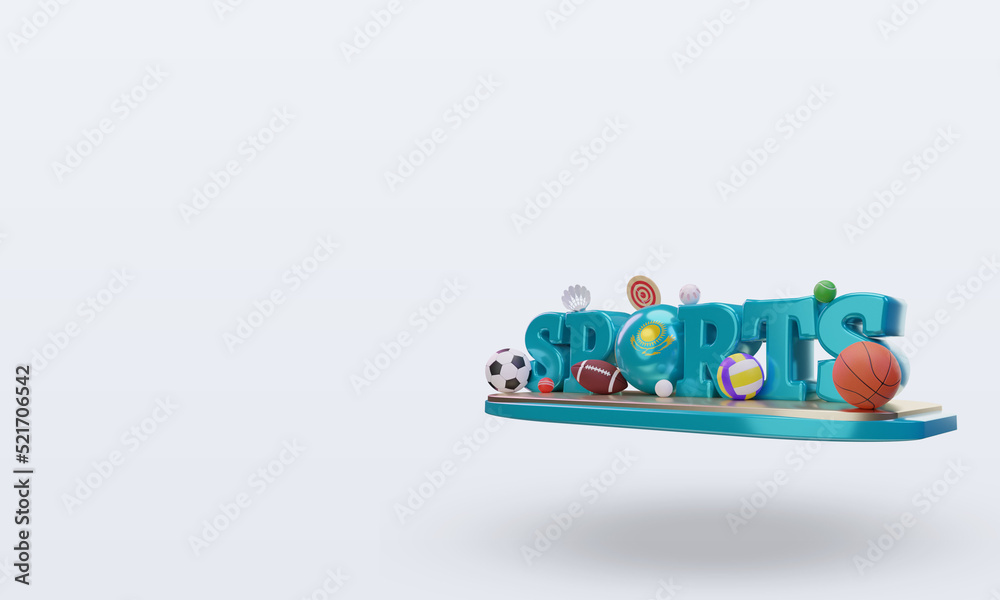 Obraz premium 3d sports day Kazakhstan flag rendering right view
