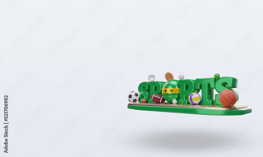 3d sports day Sao Tome and Principe flag rendering right view