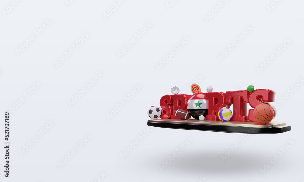 Naklejka premium 3d sports day Syria flag rendering right view