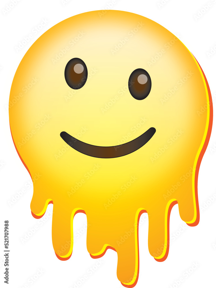 Emoji smile that melts and dripping for web, poster, print, tshirt