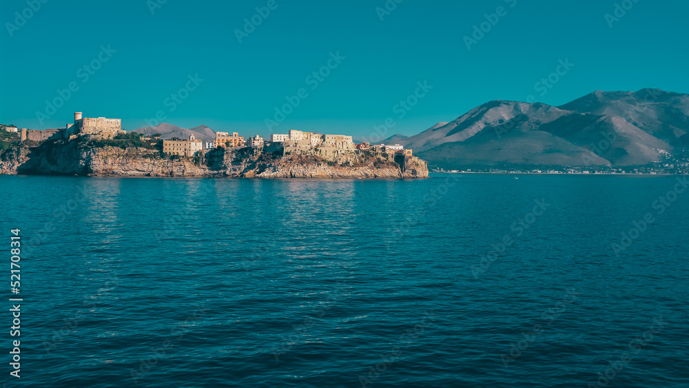 View of the castle of Gaeta from the ferry