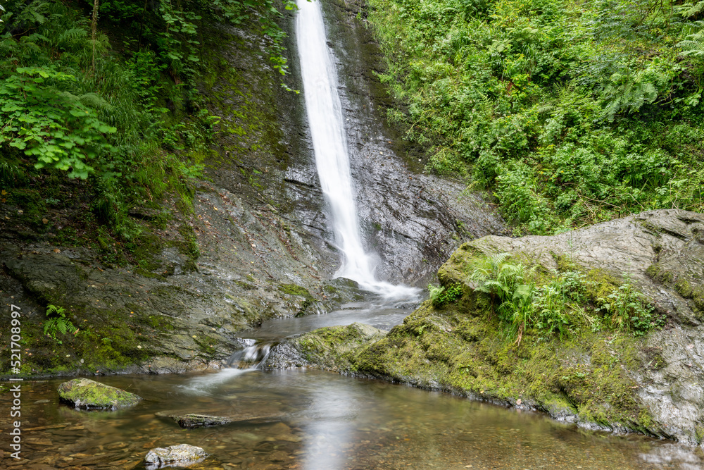 The White Lady waterfall at Lydford Gorge in Devon The White Lady waterfall at Lydford Gorge in Devon