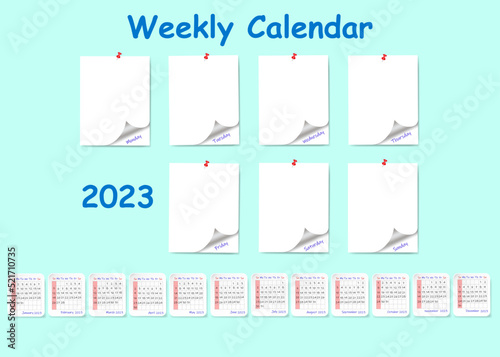 Calendar for 2023 with blank sheets for daily planning.
