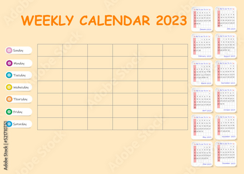 Calendar for 2023. Week starts Sunday.
