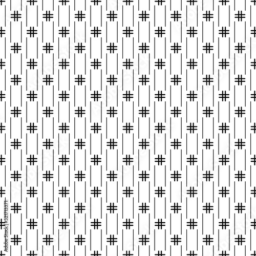 Lines, crosses seamless pattern. Stripes, hashtags print. Ethnic illustration. Linear background. Abstract ornament. Strokes, signs wallpaper. Line, cross shapes backdrop. Textile print, vector art
