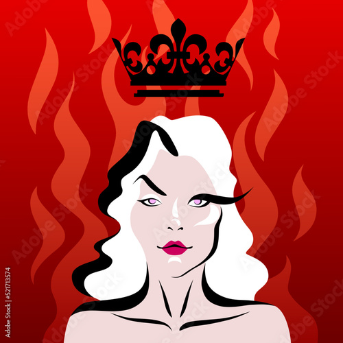 Obraz na płótnie Portrait of a blond haired woman with violet eyes and crown over her head as poster or wallpaper for the prequel Game of thrones - House of the dragon