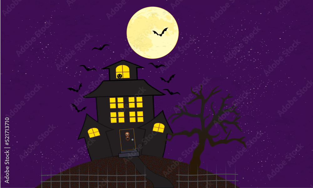 Halloween haunted house illustrated cartoon background