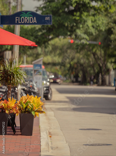 Εκτύπωση καμβά sign in the city street restaurant trees life coconut grove miami usa florida av