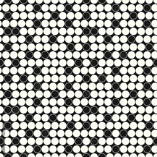 Circles pattern. Dots seamless ornament. Dot motif. Circular figures backdrop. Rounds background. Dotted wallpaper. Digital paper, textile print, web design, vector illustration, abstract image