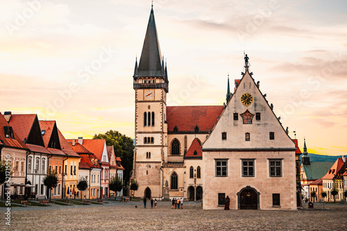 Photography Row of Houses on the town hall square in Bardejov, Slovakia