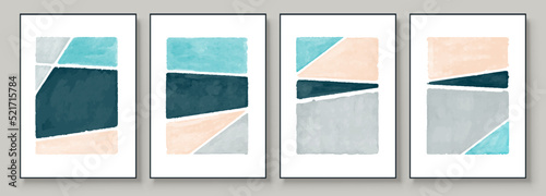 Set of Abstract Hand Painted Illustrations for Postcard, Social Media Banner, Brochure Cover Design or Wall Decoration Background. Modern Abstract Painting Artwork. Vector Pattern